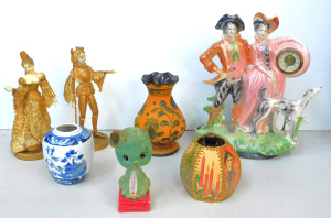 Lot 89 - Mixed Group lot inc Vintage Bobble head dog Barometer Hexagonal light s