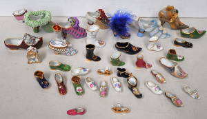 Lot 102 - Large Group French Limoges Porcelain Shoes, Clogs & Boots ornament
