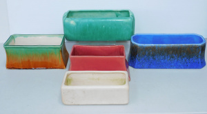 Lot 104 - 5 x vintage Australian studio pottery flower troughs inc Melrose Ware