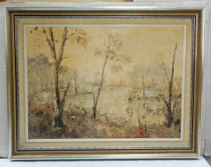 Lot 106 - John Colin Angus (1907 - 2002) Large framed Oil Painting - Morning Lig