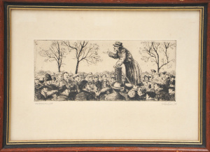 Lot 117 - Artist Unknown Framed c1957 Etching - Communism - Signed but illegible