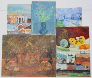 Lot 119 - Group lot - Unframed Oil paintings - Impasto 'Kadyan Dance & The D