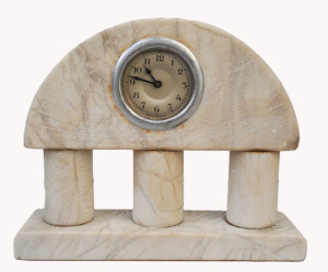 Lot 170 - Art Deco Alabaster Mantle clock - German clock face - three columns 17