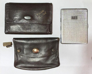 Lot 180 - 3 x items belonging to R J Neil - leather wallet with name & V2651