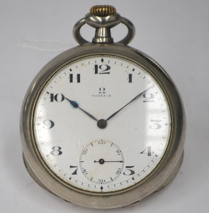 Lot 188 - Omega half hunter silver metal pocket watch no 6286503 working