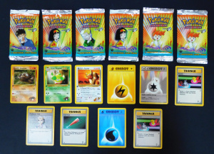 Lot 191 - 6 x unopened Packets + some loose c2000 Pokemon Trading Game Cards -