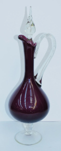 Lot 211 - Mid Century Italian Empoli Amethyst glass Decanter - Clear twisted ste