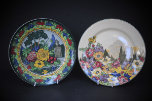 Lot 216 - 2 x Vintage Royal Doulton Cabinet plates inc Floral D5297 & Garden