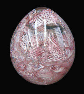 Lot 229 - Vintage Murano Glass Latticinio Paperweight - Clear Egg shaped with in