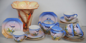 Group lot of Vintage pretty China inc, English Falcon War Vase (af) and a Norit