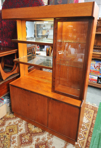 Lot 5 - Mid-century teak wall unit with display cabinet, appears to be Turnidge