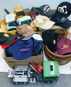 Lot 26 - 3 boxes of caps and hats inc retro DC flat peaked cap, Pokemon, NY Yank