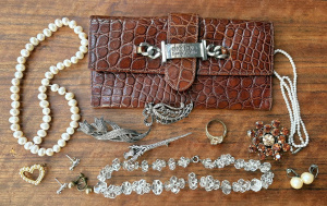 Lot 39 - Grp - Silver Marcasite brooch & another, Giorio Beverly Hills leath