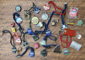 Lot 46 - Lge group badges incl Painters & Dockers enamel, VFL Park, heaps Ca