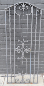 Lot 49 - Vintage wrought iron gate, painted grey - 161cm H