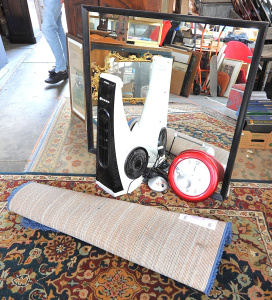 Lot 55 - Lot Mixed Items incl Large Black Framed wall Hanging Mirror, Viagra Bra