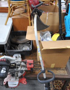 Lot 64 - Large lot of tools inc drills, angle grinders and plates, whipper snipp