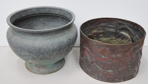Lot 72 - 2 x vintage Oriental copper planters inc repousse interpretation of The