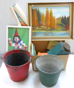 Lot 76 - Mixed Group lot inc Gilt framed early 20th C framed photograph, Metal B