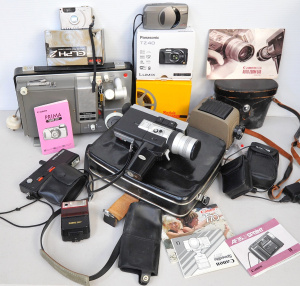 Lot 81 - 2 x Boxes of Vintage Cameras & Camera Equipment incl Canon Super 8