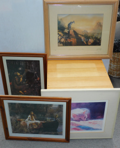Lot 91 - Group lot inc 4 x Framed pictures inc signed Alp Puffy print, 2 x John