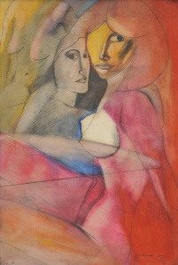 Lot 116 - Vadimir Kadnar (1945 - 2019) Large Modernist Mixed Media painting - 3