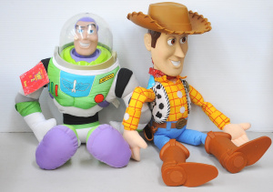 Lot 132 - Oversized Toy Story 2 soft toys by Mattel inc Buzz and Woody (approx 7