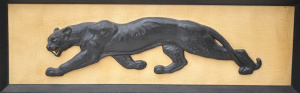 Lot 141 - Mid Century Framed & Mounted ceramic Black Pantha - on the prowl 2