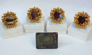 Lot 169 - 5 x Small Vintage Photo frames inc Metal with enamel dragonfly &