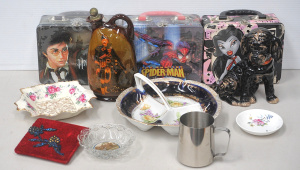 Lot 175 - Mixed Group lot inc Royal Doulton Kingsware Dewars Whisky Flask with S