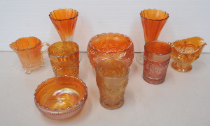 Lot 207 - Group lot vintage Marigold Carnival glass inc Tumblers - US Glass Hone