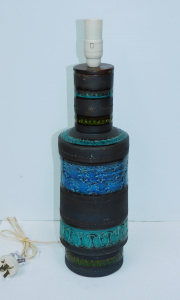 Mid Century Bitossi Italian Rimini Blue lamp base - Charcoal with Aqua, Blue &am