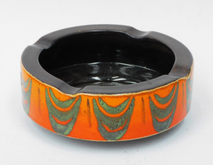 West German Mid Century Dumbler & Breiden Ashtray 455-16 Brown with Orange