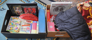 Lot 10 - 2 x Boxes of Mixed Kids Books, Games & AFL Items incl Signed Photos