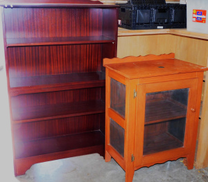 Lot 54 - 2 pieces furniture inc 1920s restored meat safe & open fronted 4 s