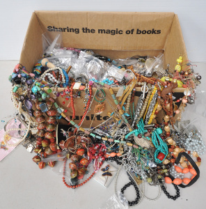 Lot 57 - Large Box costume jewellery & accessories inc Necklaces, Earrings,