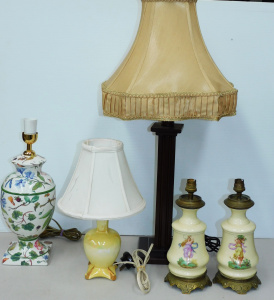 Lot 67 - Group of table lamps inc ceramic Portmeirion style botanical urn form,