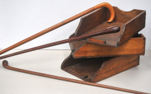 Lot 76 - Lot of Vintage Wooden Items incl 3 x Vintage Wooden Walking Sticks &amp