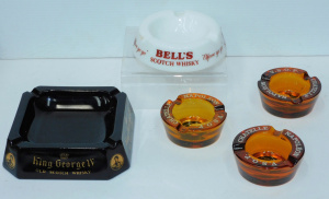 Lot 88 - 5 x Vintage Advertising Ashtrays inc King George IV Old Scotch Whisky B
