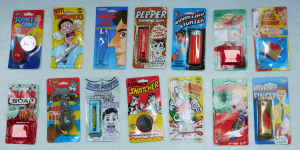 Lot 89 - Group lot Novelty packaged items inc Squirting Lighter, Pepper Chewing