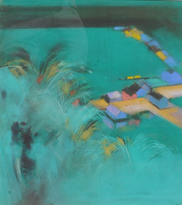 Lot 95 - Anne Maurer (1947 - ) Large framed Pastel - Town & Country - signed