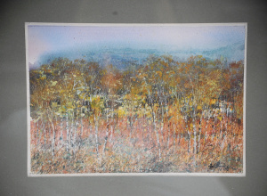 Lot 101 - Artist Unknown Framed Modern Watercolour - Autumn, Blue Mountains 2016