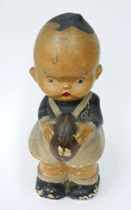 Lot 126 - Vintage c1930s Plaster Ware figure of a Kewpie Footballer - in Black &