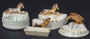 Lot 160 - 4 x Vintage Australian Pottery Wembley Ware lustre & Gilt Ashtrays