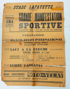 Lot 182 - Vintage French Lafayette Stadium Major Event Sports Poster - Program I
