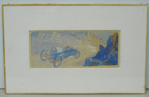 Lot 191 - Ernest Montaut (1879-1936) - Rally Automobile - framed lithograph enha