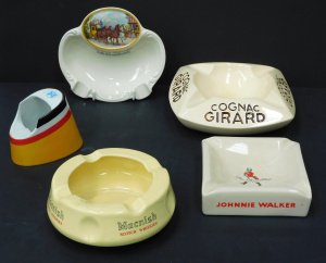 Lot 192 - Group lot vintage Ceramic Advertising ashtrays inc Wade Macnish Whiski
