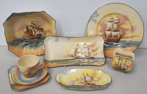 Lot 200 - Group lot Vintage Royal Doulton Famous Ships series inc HMS Victory Ca