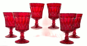 Lot 206 - Set of 6 x 1970s Noritake Perspective Ruby glass water goblets - 16cms