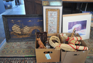 2 x Mixed Boxes plus inc Framed Art Work Metal Wall Art, Tins, Vintage Pencils &